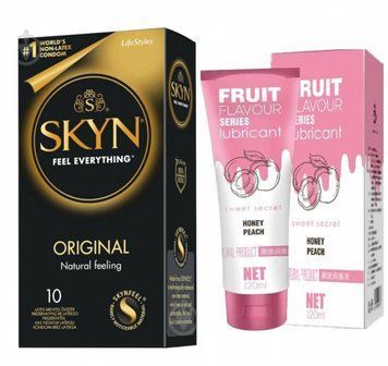 Набір : SKYN Original 10 шт та Лубрикант OLO SWEET SECRET з ароматом персика 120ml sos105 фото