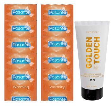 Комплект Pasante Warming 10 шт + Driminals Golden Touch Orgasm Booster 30 мл SOS14274 фото