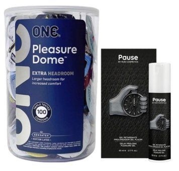 Набір з ONE Pleasure Dome, 100 шт + Пролонгатор PAUSE, 50 мл Nuei SOS9595 фото