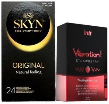 Набір з SKYN ORIGINAL 24 шт + Рідкий вібратор Intt Vibration Strawberry (15 мл)  SOS10005 фото
