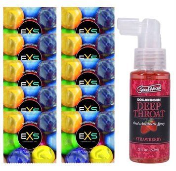 EXS BUBBLEGUM 10 шт + Doc Johnson DeepThroat Spray &ndash; Sweet Strawberry (59 мл) SOS14049 фото