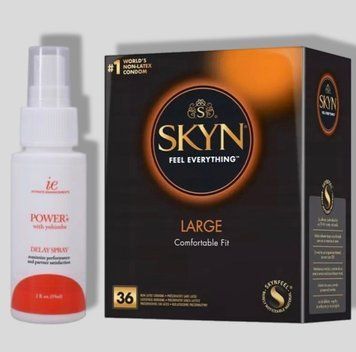 SKYN Large 36 шт + Пролонгатор Doc Johnson Power Delay Spray (59 мл) SOS5310 фото