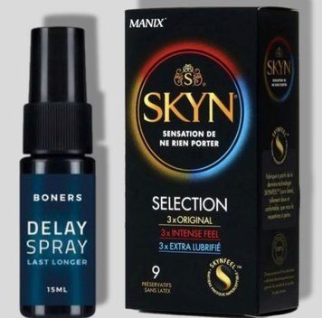 Skyn Selection 9 шт + Пролонгатор Boners Delay Spray SOS4971 фото