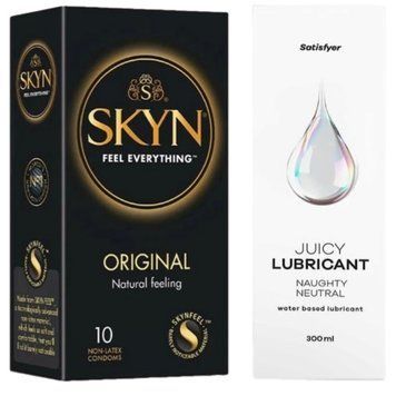 Комплект Лубрикант Satisfyer Juicy Lubricant Naughty Neutral 300 мл +  SKYN Original 10 шт SOS12755 фото