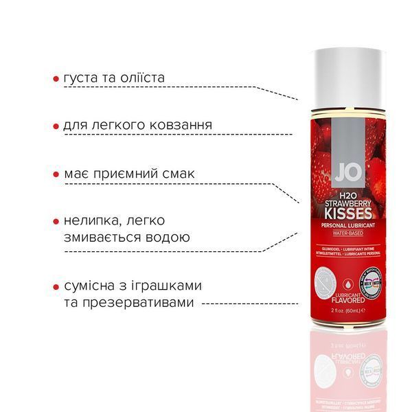 Змазка на водній основі System JO H2O &mdash; Strawberry Kiss (60 мл) без цукру, рослинний гліцерин SO5225 фото