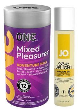 Комплект 12 шт ONE Mixed Pleasures + Гель System JO Oral Delight Vanilla Thrill (30 мл) SOS6140 фото
