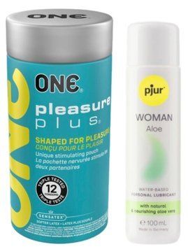 Набор ONE Pleasure Plus 12 шт + Лубрикант Pjur Woman Aloe 100 мл SOS13059 фото