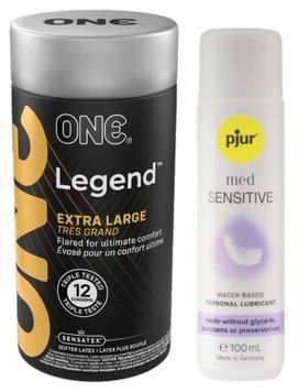Набір ONE Legend Extra Large 12 шт + pjur MED Sensitive glide 100 мл SOS13109 фото