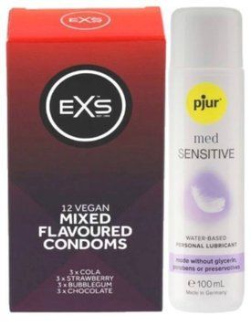 Набор EXS Mixed Flavoured (12 шт) + pjur MED Sensitive Glide 100 мл SOS13458 фото