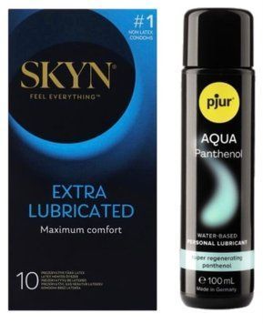 Комплект Skyn Exstra Lube 10 шт + pjur Aqua Panthenol 100 мл SOS13308 фото