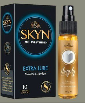 Набір Skyn Extra Lube 10 штук + Спрей  Sensuva Deeply Love You Salted Caramel (29 мл) SOS5211 фото