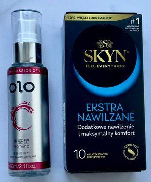 Комплект SKYN Extra Lube 10шт - Лубрикант зігріваючий OLO 60 мл SOS3300 фото