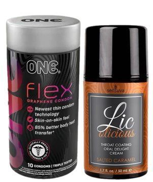Комплект Набір 10 штук ONE Flex графен + Гель Sensuva Lic-o-licious Salted Caramel (50 мл) SOS6233 фото