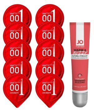 Комплект OLO 001 (червоні) 10 шт + System JO WARM & BUZZY 10 мл SOS14225 фото