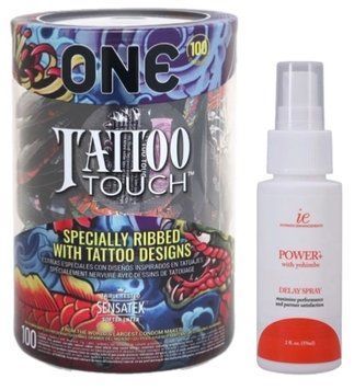 Набор из ONE Tattoo Touch, 100 шт. + Пролонгатор Doc Johnson Power+ с Yohimbe Delay Spray For Men SOS9151 фото
