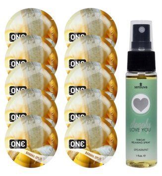 Комплект ONE BananaSplit 10 шт + Sensuva Deeply Love You &ndash; Spearmint, 29 мл SOS13749 фото