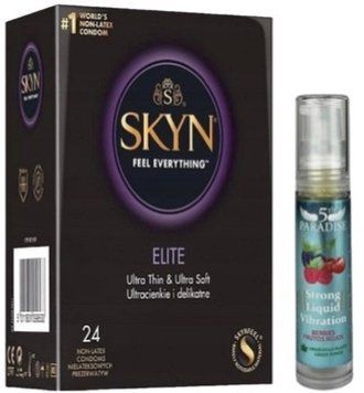 Набор из SKYN Elite (24 шт) + Жидкий вибратор 5th Paradise Liquid Vibrator &mdash; Красные ягоды (10 мл) SOS10152 фото