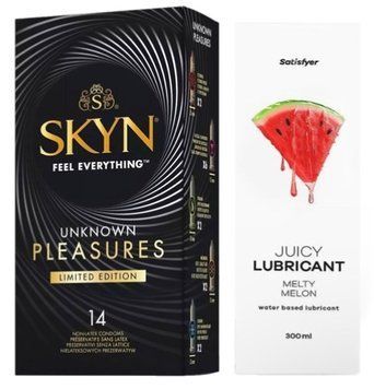 Комплект Лубрикант Satisfyer Juicy Melty Melon 300 мл + Skyn Unknown Pleasures+ 14 шт SOS12912 фото