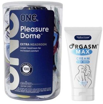 Набір з ONE Pleasure Dome, 100 шт + Пролонгатор Medica-Group Orgasm Max for Men - krem 50 ml SOS9596 фото