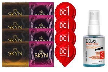 Комплект: Пролонгатор LOVELY LOVERS DELAY SPRAY 50 ML + 8 шт SKYN + 4 шт OLO возбуждающий 001 SOS10874 фото