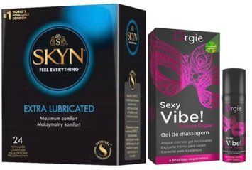 Набір з SKYN Extra Lube (24 шт) + Рідкий вібратор Orgie Sexy Vibe (15 мл) SOS10102 фото