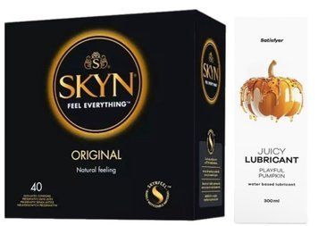 Комплект Лубрикант Satisfyer Juicy Playful Pumpkin 300 мл + SKYN Original 40 шт SOS12874 фото