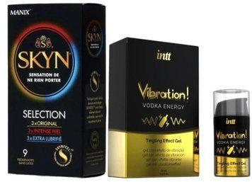 Набор из SKYN Selection (9 шт) + Жидкий вибратор Intt Vibration Vodka (15 мл) SOS9706 фото