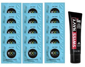 Комплект EXS Air Thin 15 шт + Swiss Navy Max Size Gel 10 мл SOS14750 фото
