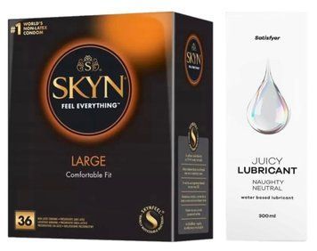 Комплект Лубрикант Satisfyer Juicy Lubricant Naughty Neutral 300 мл + SKYN Large 36 шт SOS12756 фото
