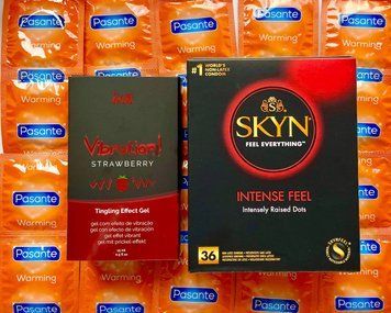 Набір 48 шт SKYN Intense Feel - Pasante Cooling + Intt Vibration Strawberry (15 мл) SOS1590 фото