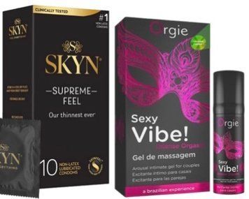 Набір з Skyn Supreme Feel 10 шт + Рідкий вібратор Orgie Sexy Vibe (15 мл)  SOS10302 фото