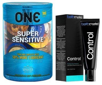 Набор из ONE Super Sensitive 100 шт + Пролонгатор Bathmate Control (7 мл) SOS9496 фото