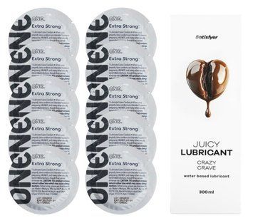 Комплект ONE Extra strong 10 шт. + Лубрикант Satisfyer Juicy Lubricant Crazy Crave (300 мл) SOS12254 фото