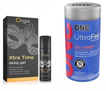 Гель для чоловіків ORGIE X-TRA TIME, 15 мл та ONE UltraFeel 2-in-1 Pack 10 шт SOS767 фото