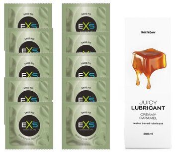 Комплект: из EXS Snug Fit 10 шт + Лубрикант Satisfyer Juicy Creamy Caramel water based 300 мл SOS11314 фото