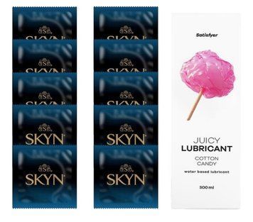 Комплект SKYN Extra Lube 10 шт. + Лубрикант Satisfyer Juicy Lubricant Cotton Candy 300 мл SOS12556 фото