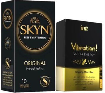 Набір з SKYN Original (10 шт) + Рідкий вібратор Intt Vibration Vodka (15 мл)  SOS9906 фото