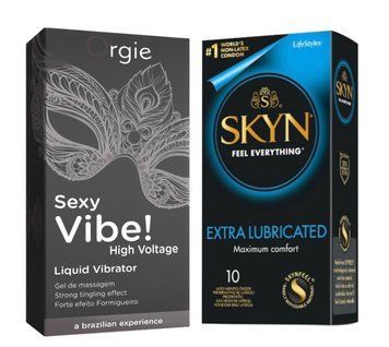 SKYN Extra Lube &ndash; 10 шт и Жидкий ORGIE SEXY VIBE HIGH VOLTAGE, 15 мл SOS817 фото