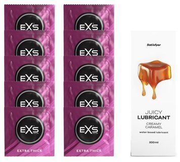 Набор: EXS Extra Thick 10 шт. + Лубрикант Satisfyer Creamy Caramel 300 мл SOS11163 фото