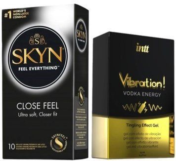Набор из SKYN Close Feel (10 шт) + Жидкий вибратор Intt Vibration Vodka (15 мл) SOS9806 фото