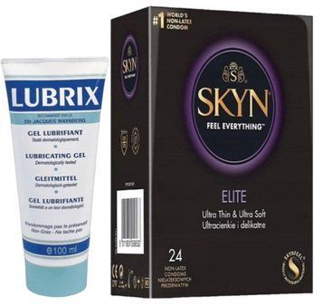 Набор из Лубрикант на водной основе Lubrix (100 мл) + SKYN Elite, 24 шт SOS8792 фото