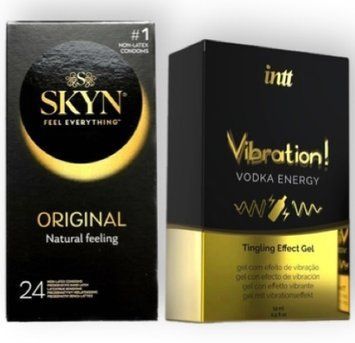 SKYN ORIGINAL 24 шт + Intt Vibration Vodka (15 мл) SOS6871 фото