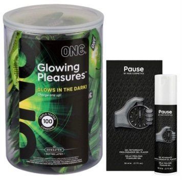 Набір з ONE Glowing Pleasures, 100 шт + Пролонгатор PAUSE, 50 мл Nuei SOS9546 фото