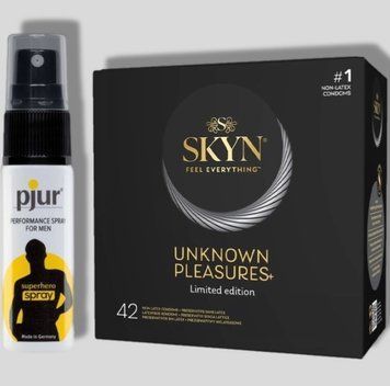 SKYN 42 Pleasures 42 шт + Пролонгатор pjur Superhero Spray 20 мл SOS5022 фото