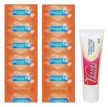 Комплект Pasante Warming 10 шт + Swiss Navy Viva Cream 10 мл SOS14275 фото