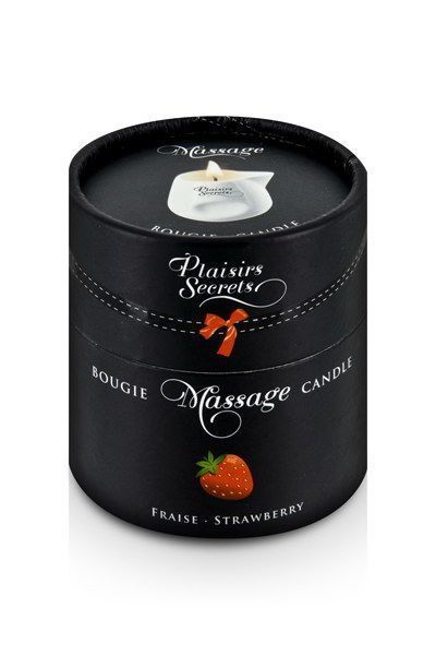Массажная свеча Plaisirs Secrets Strawberry (80 мл), керамический сосуд SO1848 фото