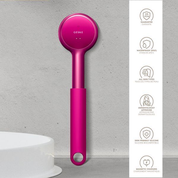 Звуковая светодиодная щетка для всего тела GESKE Sonic LED Full-Body Brush&Intensive Exfoliator 9в1 magenta HB0388 фото