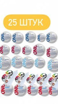Набір One &ndash; 25 шт : Classic , Ribs , Sensitive , UltraFeel , Tattoo SOS1296 фото