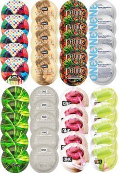 Набір з 40 шт ONE Ribs + ONE Vanish + ONE Tattoo + ONE Sensitive + ONE Glowing + ONE Dome + ONE Bubblegum + ONE Color SOS8311 фото