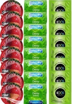 Набор 24 шт ONE Chocolate Strawberry + Delay Infinity + EXS Extreme 3-in-1 SOS7504 фото
